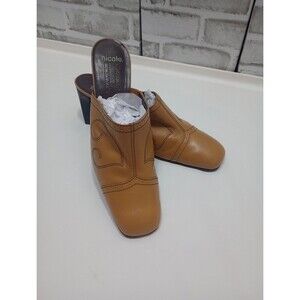 Nicole Odell Leather  Slip On Mule Women Heels  Size 8 M